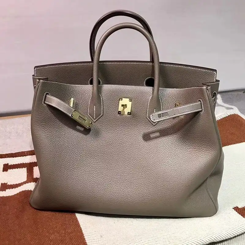 Hermes Birkin 40 Bag Togo Leather Gold Hardware In Grey