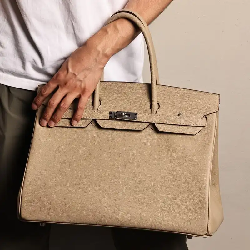 Hermes Birkin 40 Bag Epsom Leather Palladium Hardware In Khaki