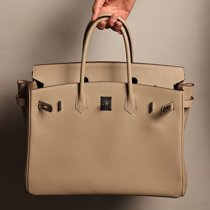 Hermes Birkin 40 Bag Epsom Leather Palladium Hardware In Khaki