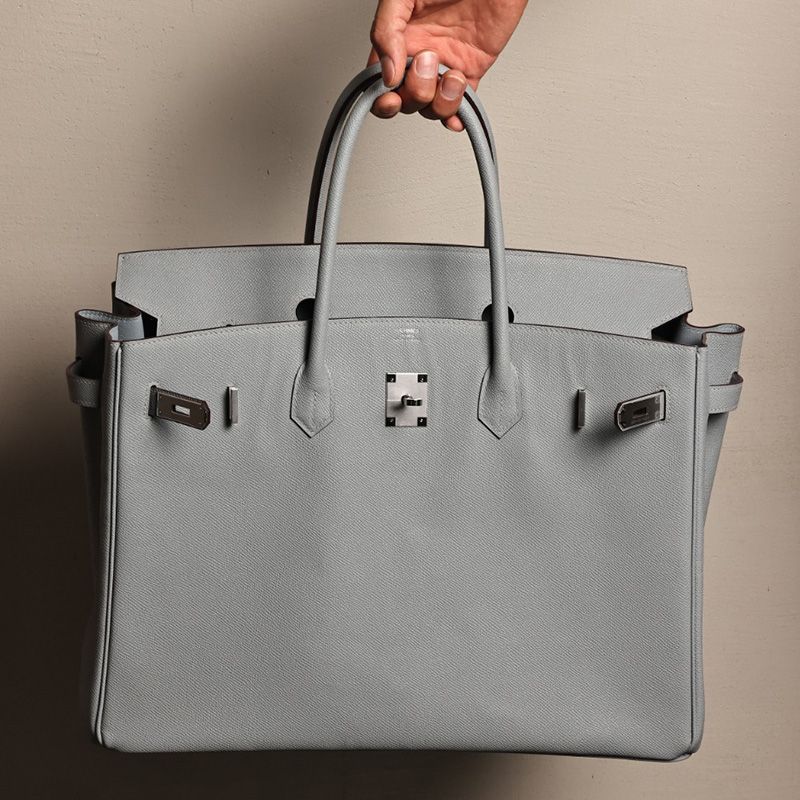 Hermes Birkin 40 Bag Epsom Leather Palladium Hardware In Sky Blue