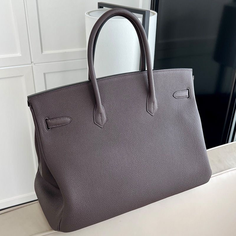 Hermes Birkin 40 Bag Togo Leather Palladium Hardware In Coffee