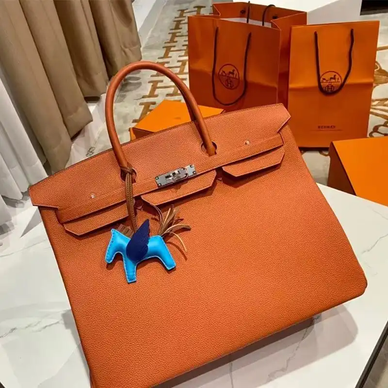 Hermes Birkin 40 Bag Togo Leather Palladium Hardware In Orange