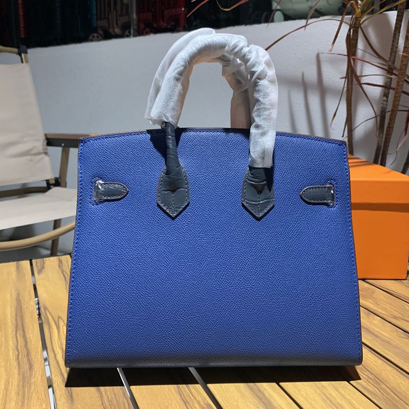 Hermes Birkin Faubourg Bag Alligator & Epsom Leather Palladium Hardware In Blue