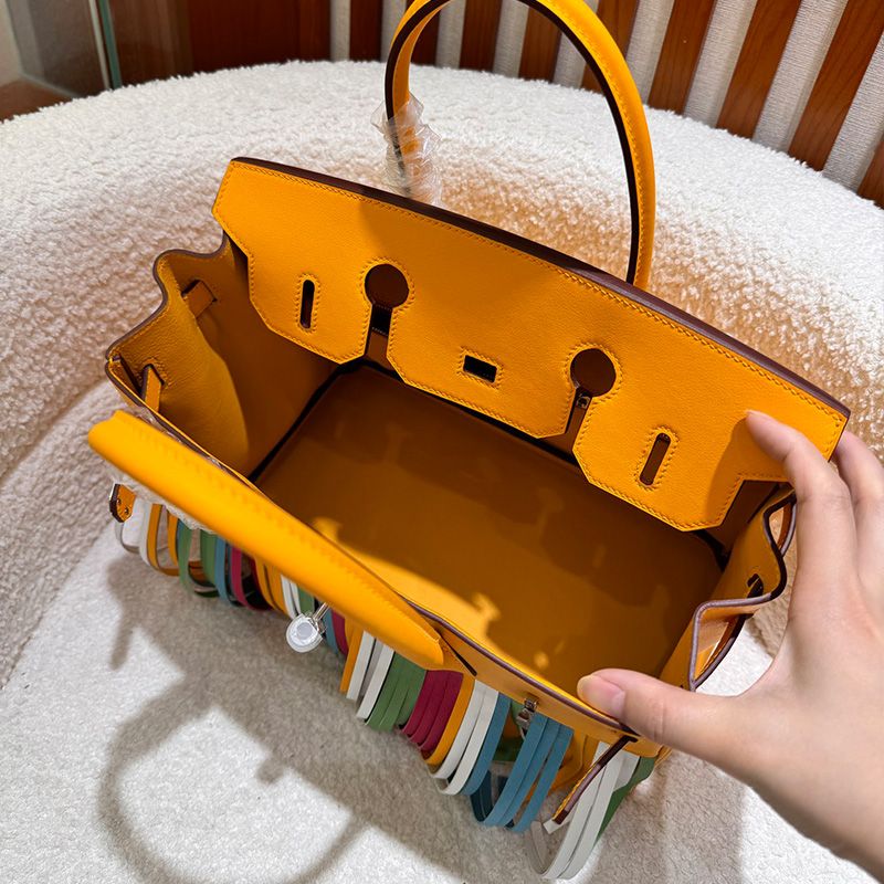 Hermes Birkin Fringe 30 Bag Swift Leather Palladium Hardware In Yellow