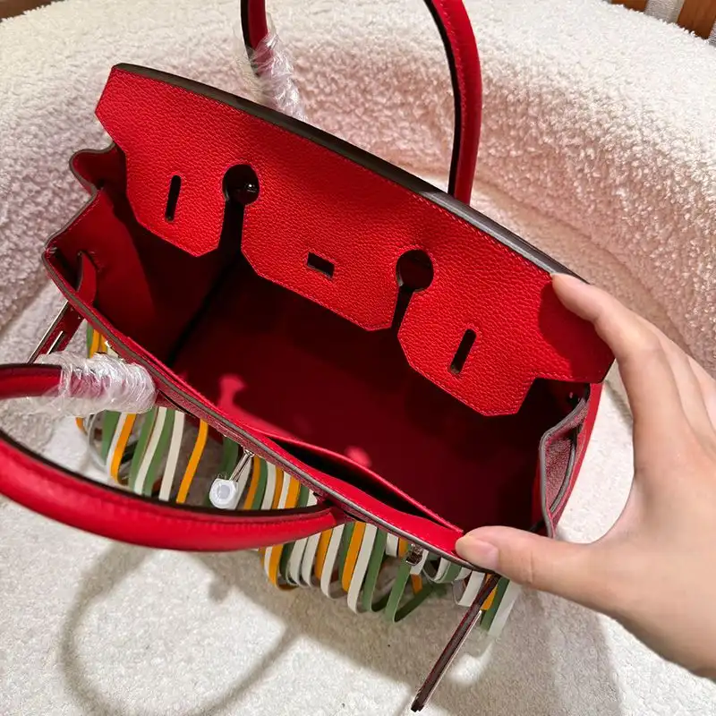 Affordable Hermes Birkin Fringe 30 Bag Togo Leather Palladium Hardware In Red