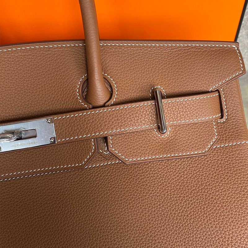 Hermes Birkin HAC Bag Togo Leather Palladium Hardware In Brown