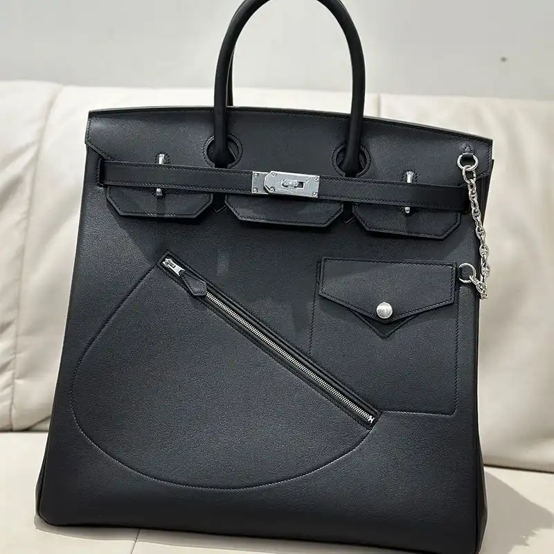 Affordable Hermes Birkin Rock Bag Evergrain Leather Palladium Hardware In Black