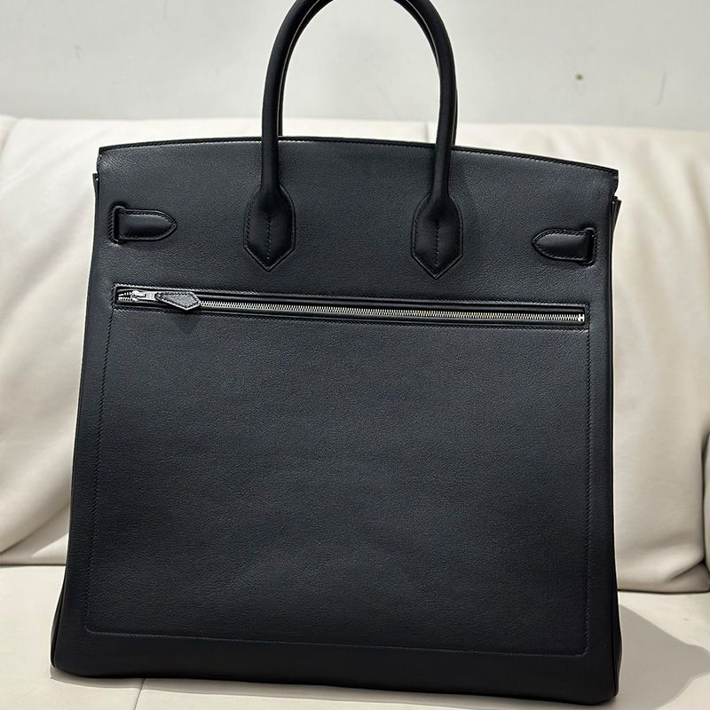 Hermes Birkin Rock Bag Evergrain Leather Palladium Hardware In Black