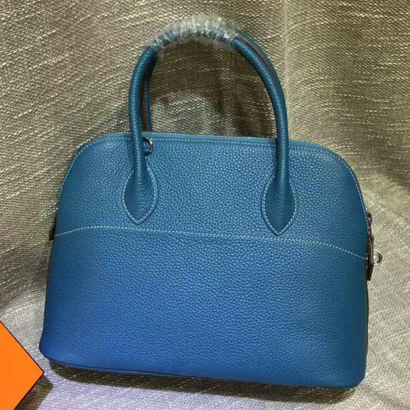 Hermes Bolide Bag Togo Leather Palladium Hardware In Blue