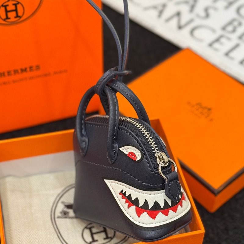 Hermes Bolide Shark Charm Leather In Black