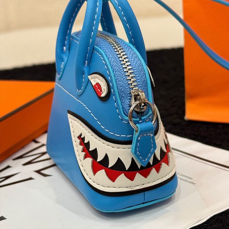 Hermes Bolide Shark Charm Leather In Blue