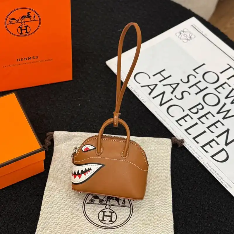 Hermes Bolide Shark Charm Leather In Brown