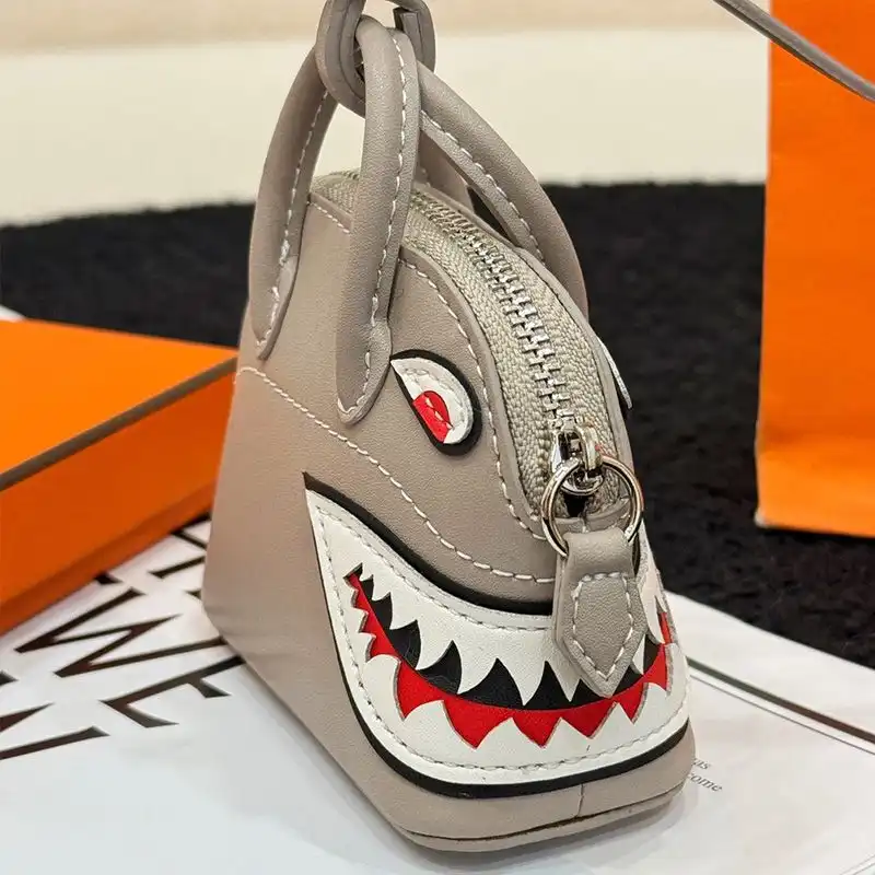 Affordable Hermes Bolide Shark Charm Leather In Grey