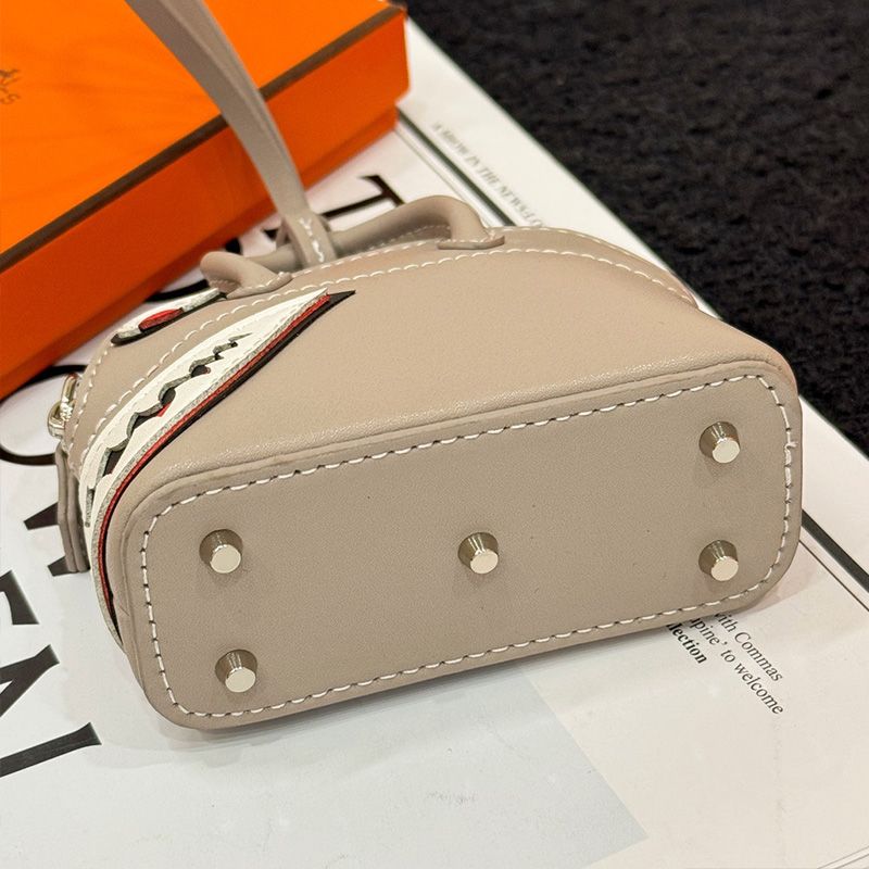 Hermes Bolide Shark Charm Leather In Grey