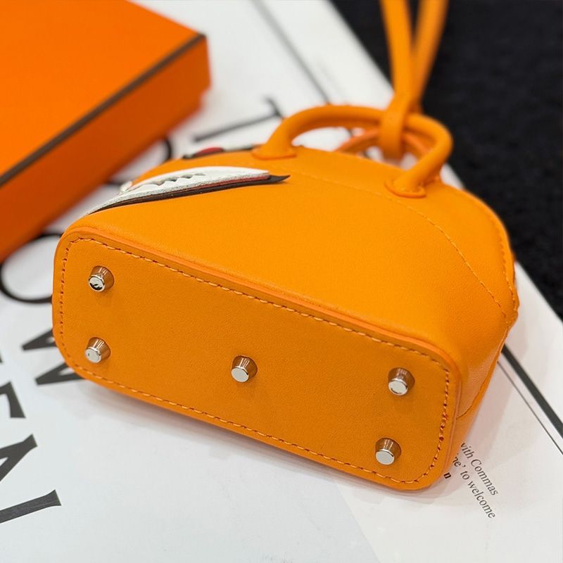 Hermes Bolide Shark Charm Leather In Orange