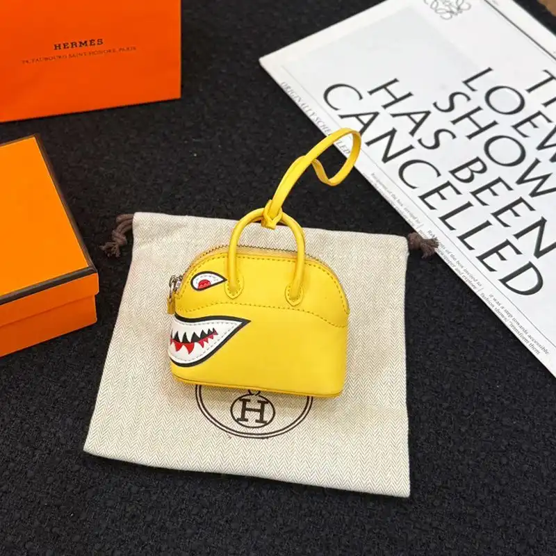 Hermes Bolide Shark Charm Leather In Yellow