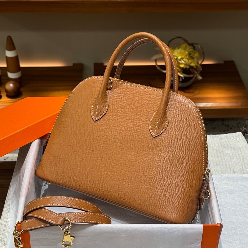 Hermes Bolide 25 Bag Epsom Leather Gold Hardware In Brown