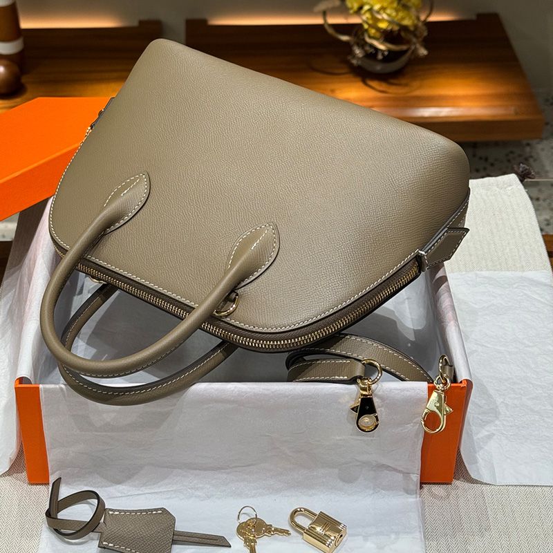 Hermes Bolide 25 Bag Epsom Leather Gold Hardware In Khaki