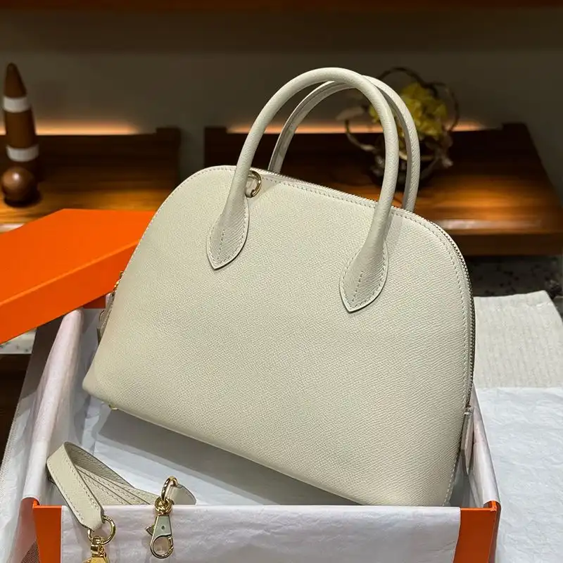 Affordable Hermes Bolide 25 Bag Epsom Leather Gold Hardware In White