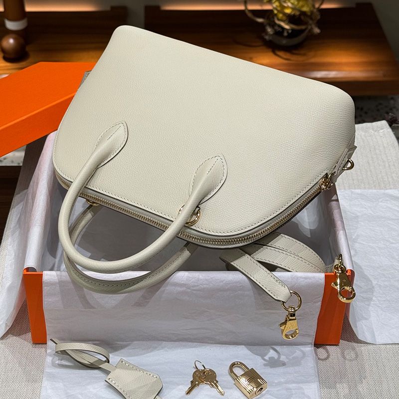 Hermes Bolide 25 Bag Epsom Leather Gold Hardware In White