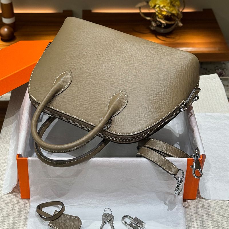 Hermes Bolide 25 Bag Epsom Leather Palladium Hardware In Khaki