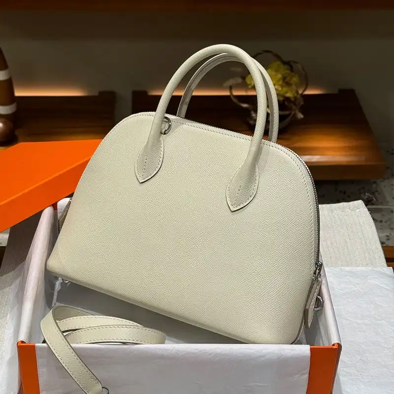 Hermes Bolide 25 Bag Epsom Leather Palladium Hardware In White