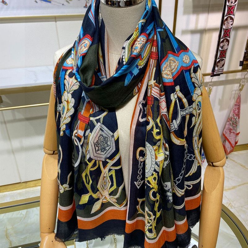 Hermes Brides Et Destin Scarf In Navy Blue