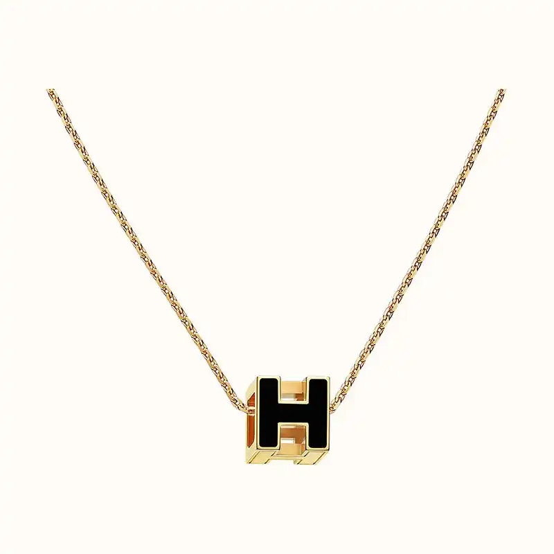 Affordable Hermes Cage D'H Pendant Necklace In Black