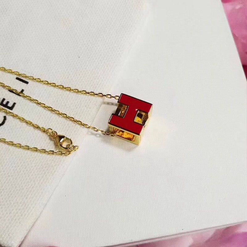 Hermes Cage D'H Pendant Necklace In Red