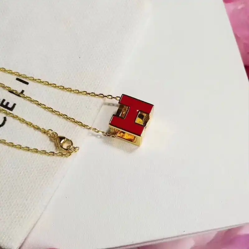 Affordable Hermes Cage D'H Pendant Necklace In Red