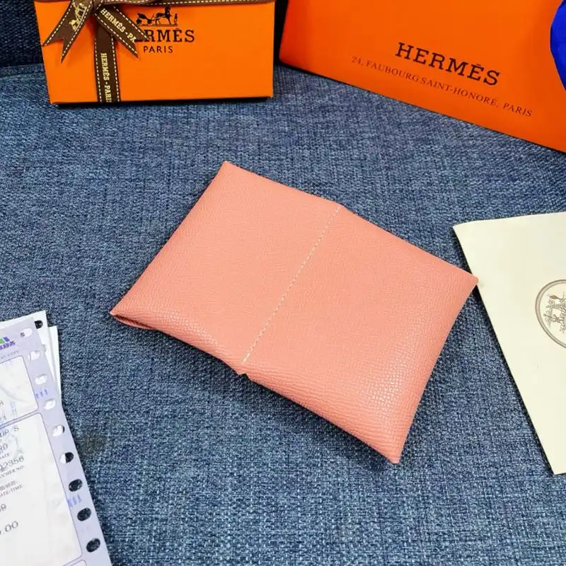 Affordable Hermes Calvi Card Holder Epsom Leather Gold Hardware In Pink