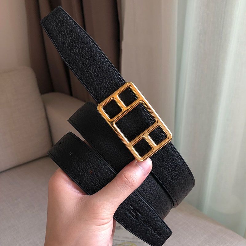 Hermes Cape Buckle 32MM Reversible Belt Togo Leather In Black