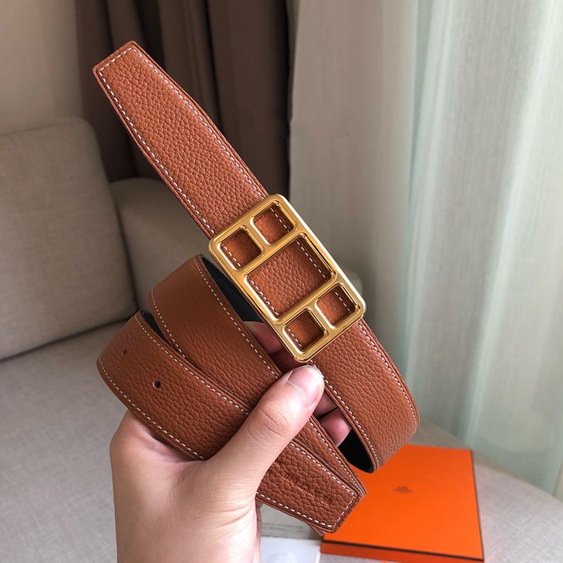 Hermes Cape Buckle 32MM Reversible Belt Togo Leather In Brown