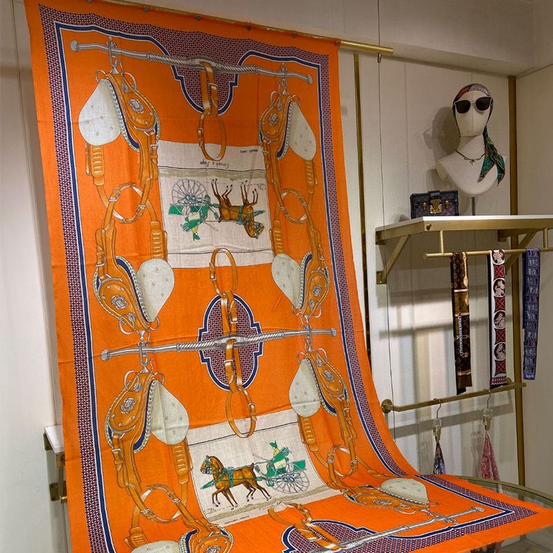 Hermes Carrick A Pompe Scarf In Orange