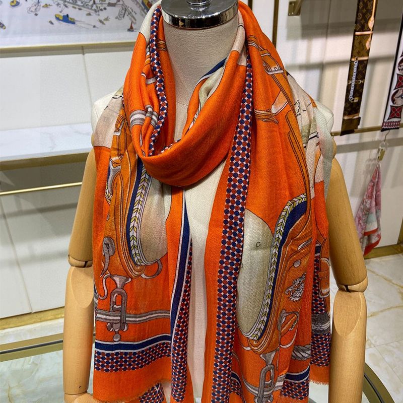 Hermes Carrick A Pompe Scarf In Orange