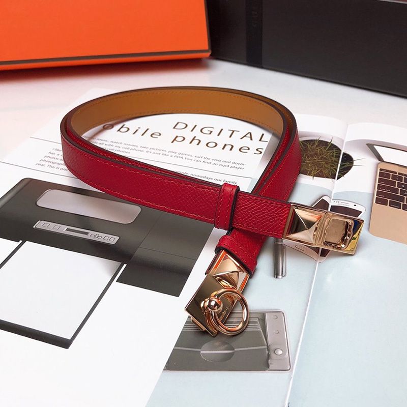 Hermes Collier De Chien 18 Belt Espom Leather In Red