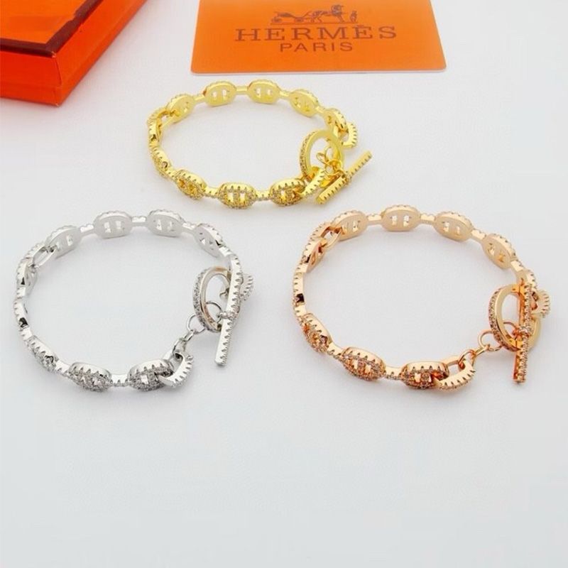 Hermes Chaine D'Ancre Bracelets With Crystals