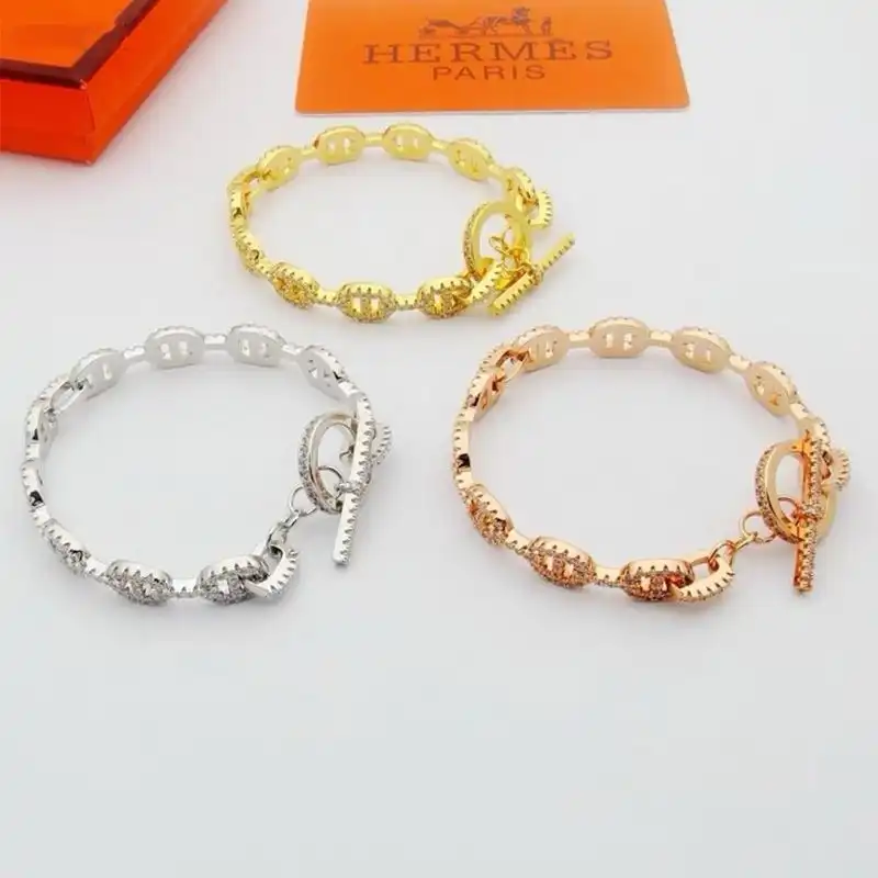 Cheap Hermes Chaine D'Ancre Bracelets With Crystals