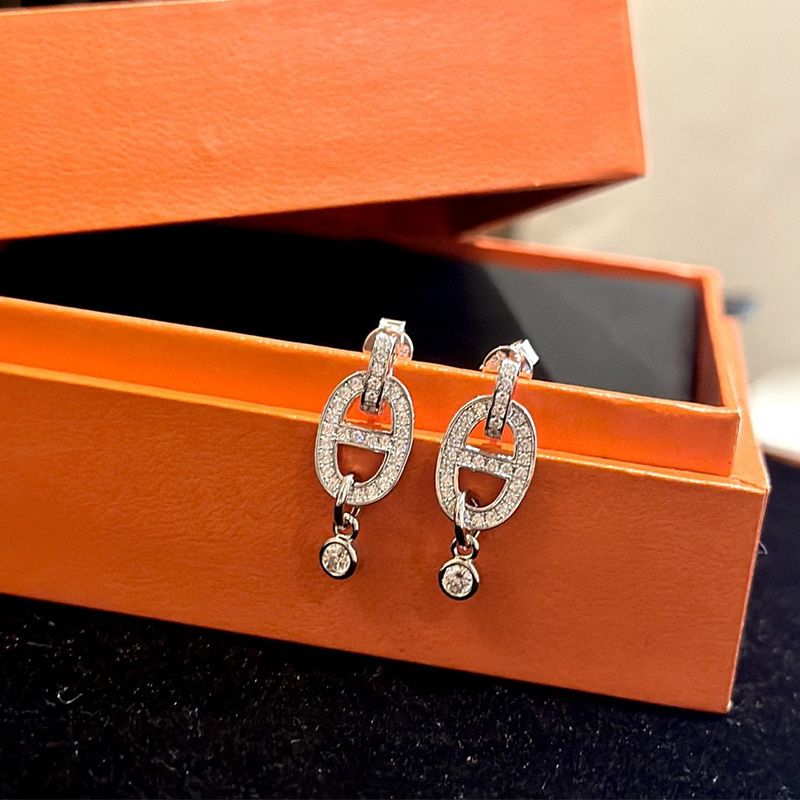 Hermes Chaine D'Ancre Enchainee Earrings In Silver