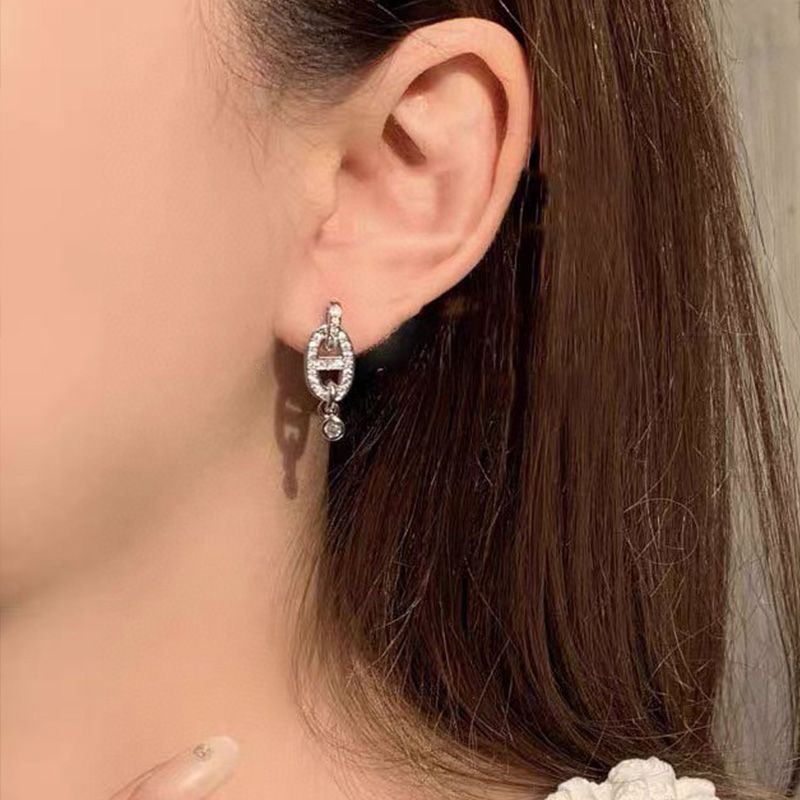 Hermes Chaine D'Ancre Enchainee Earrings In Silver