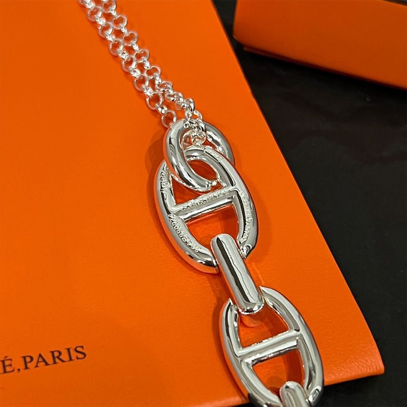 Hermes Chaine D'ancre Necklace Silver