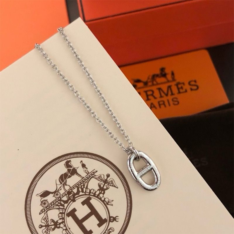 Hermes Chaine D'Ancre Pendant Necklace Silver