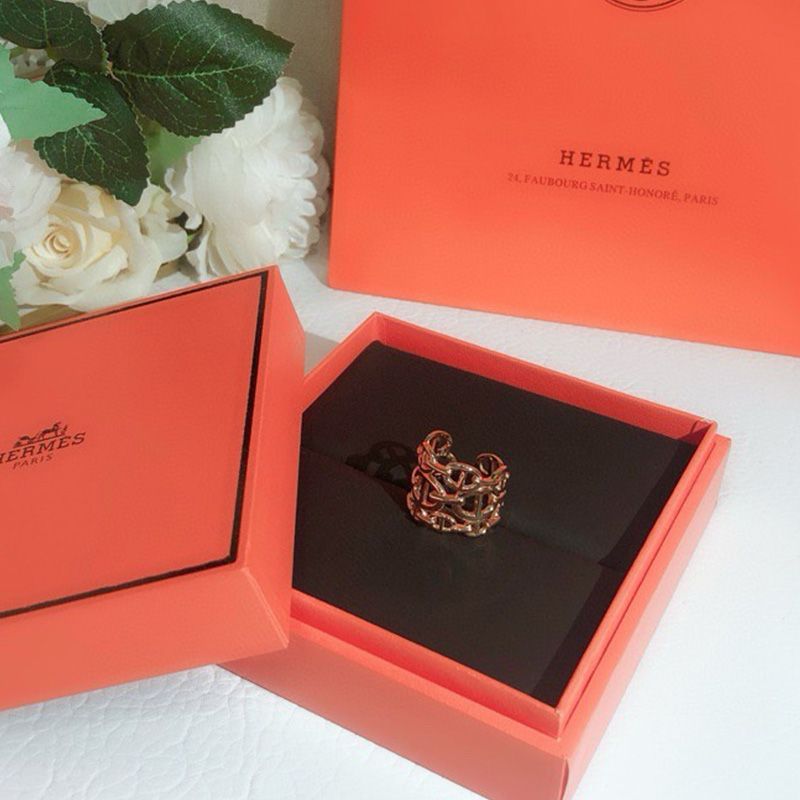 Hermes Chaine D'Ancre Ring Rose Gold