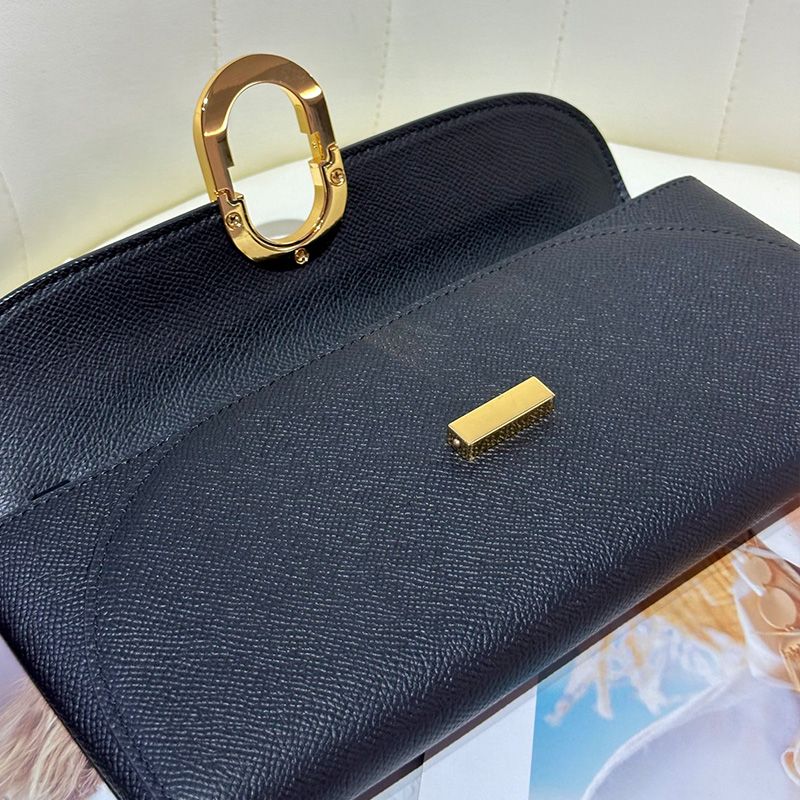 Hermes Chaine d'Ancre To Go Wallet Epsom Leather Gold Hardware In Black