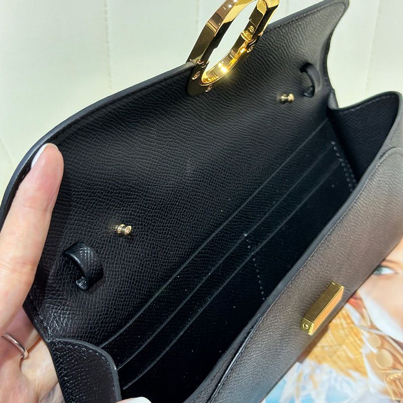 Hermes Chaine d'Ancre To Go Wallet Epsom Leather Gold Hardware In Black