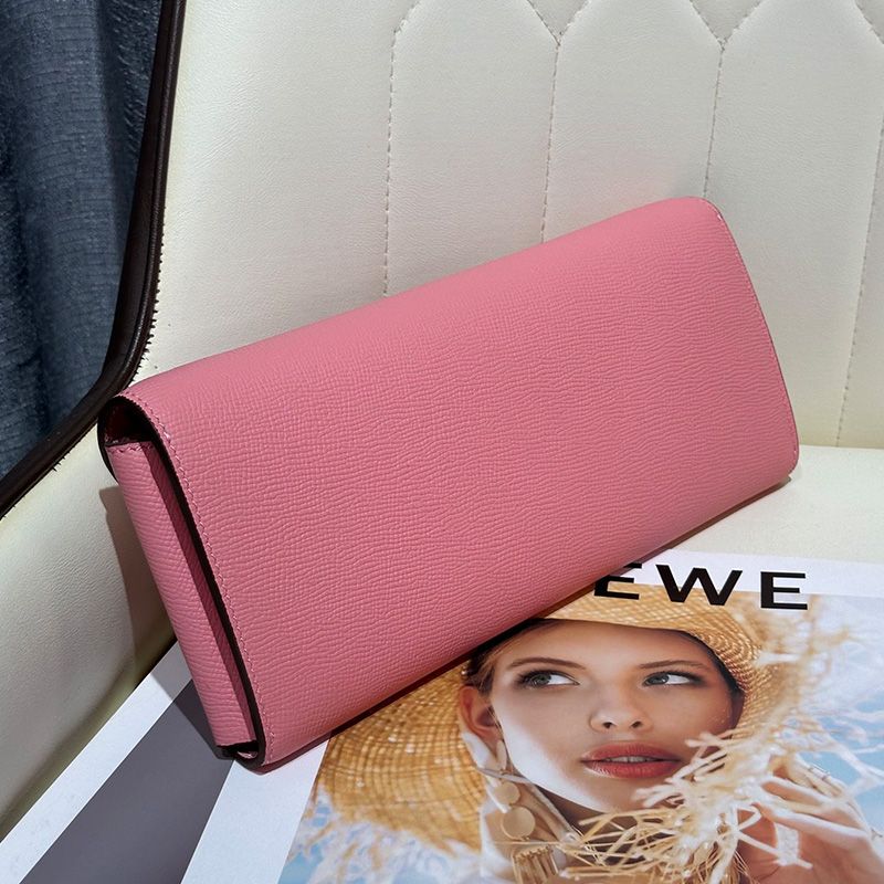 Hermes Chaine d'Ancre To Go Wallet Epsom Leather Gold Hardware In Pink