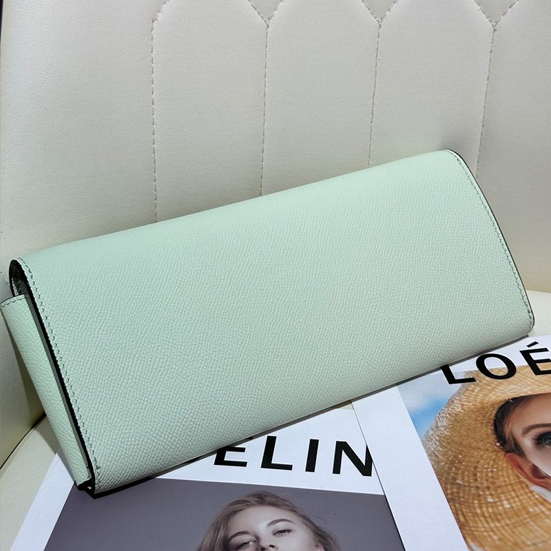 Hermes Chaine d'Ancre To Go Wallet Epsom Leather Palladium Hardware In Mint Green