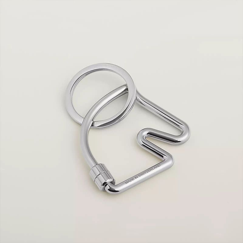 Hermes Cheval Keyring Metal In Silver