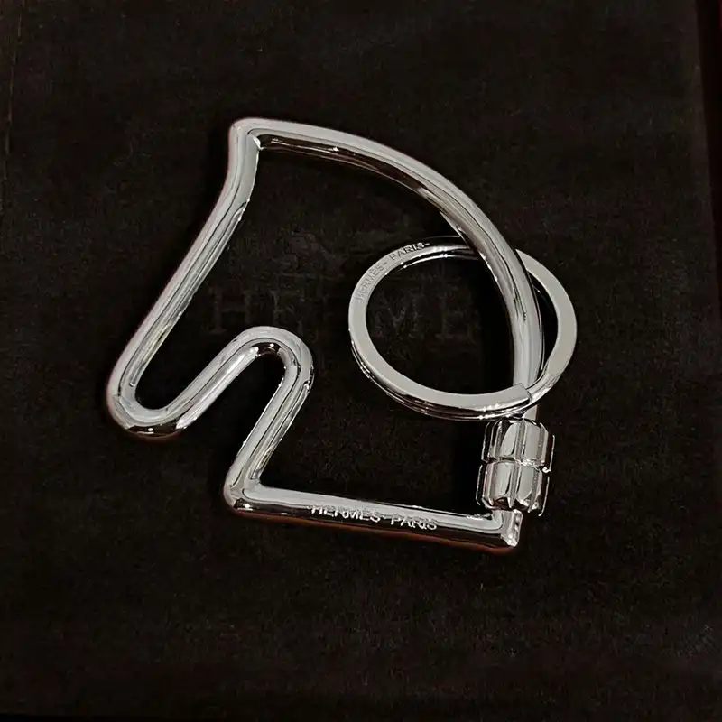 Affordable Hermes Cheval Keyring Metal In Silver