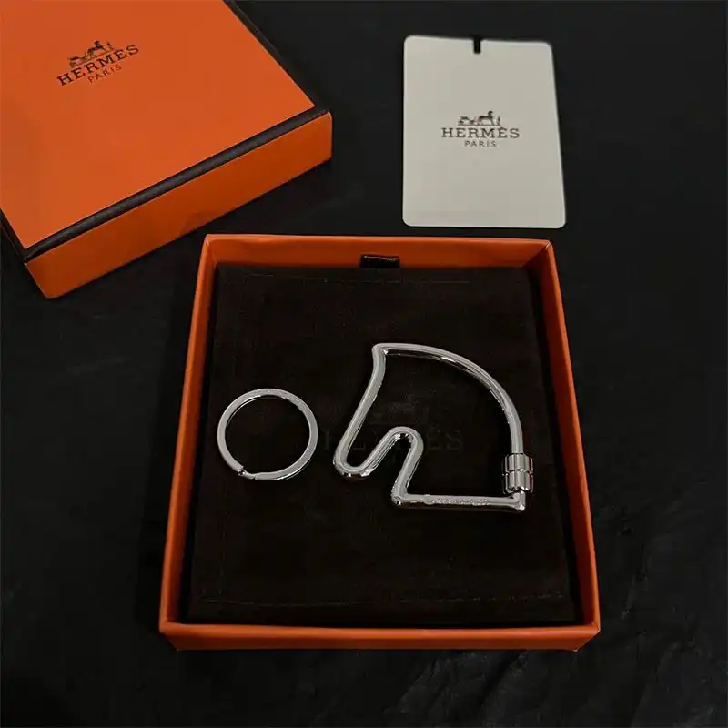 Affordable Hermes Cheval Keyring Metal In Silver